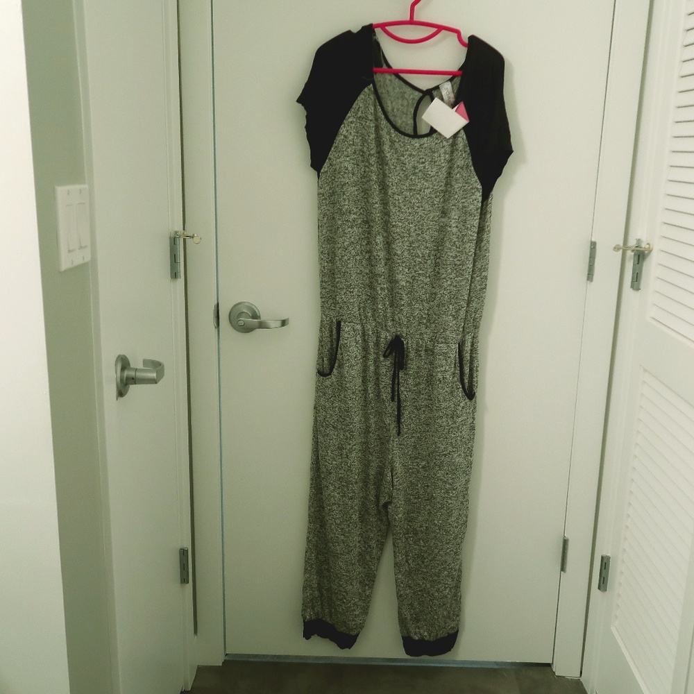Blue and gray casual jumpsuit